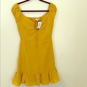 Mustard off the shoulder mini dress